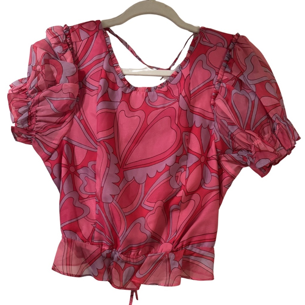 Show Me Your MuMu Pink and Purple Floral Blouse